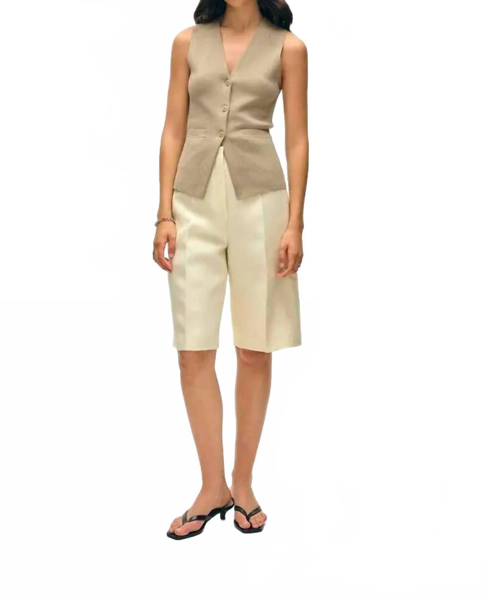 NEW WHITE + WARREN superfine organic cotton waistcoat vest in toasted almond